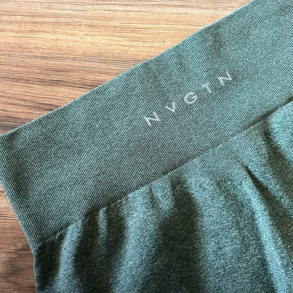 NVGTN Seamless Ribbed High-Waist Bike Shorts in Forest Green